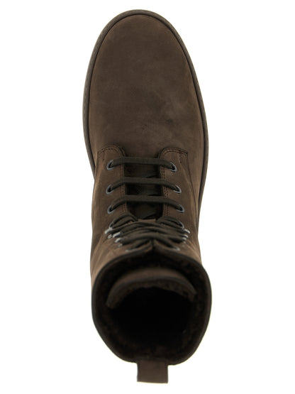 Botas De Tobillo Tod's En Piel De Becerro Marrón Con Suela Gommino