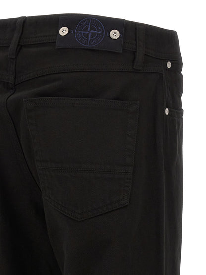 Pantalones rectos Stone Island de algodón negro