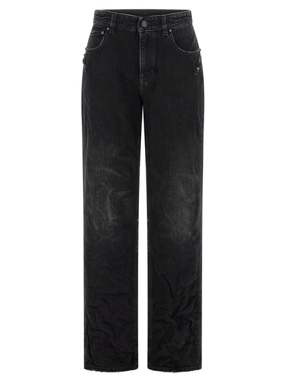 Balenciaga Black Cotton Straight-Cut Jeans