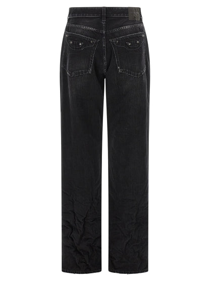 Balenciaga Black Cotton Straight-Cut Jeans