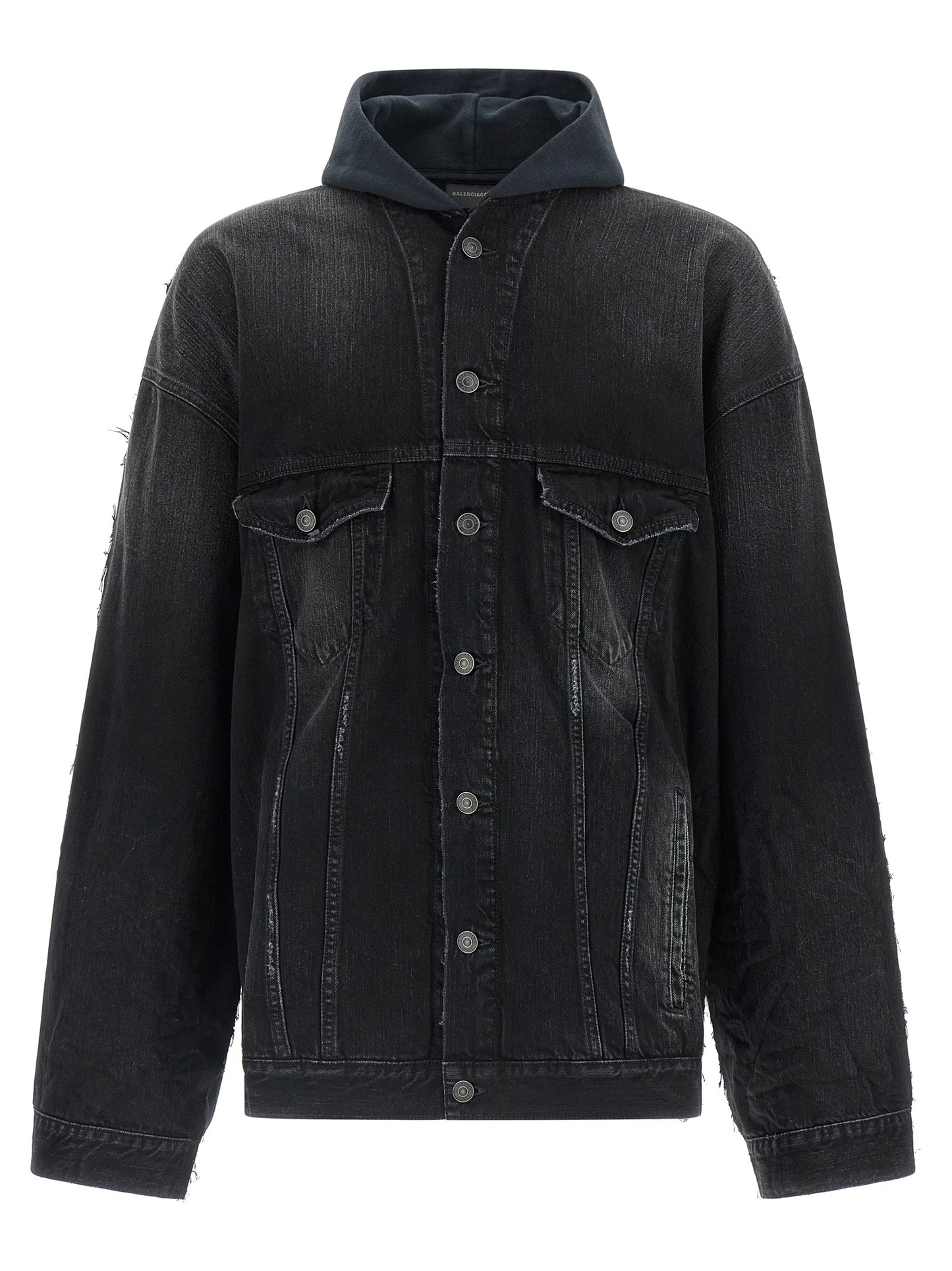 Chaqueta De Mezclilla De Algodón Balenciaga Negro Hybrid