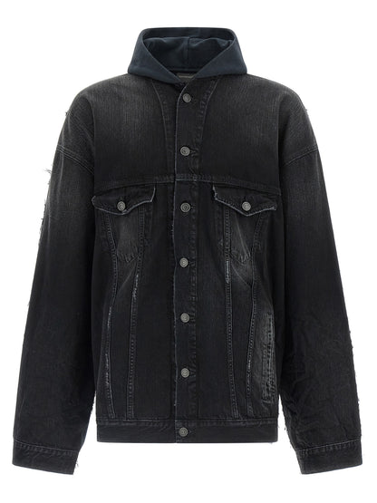 Chaqueta De Mezclilla De Algodón Balenciaga Negro Hybrid