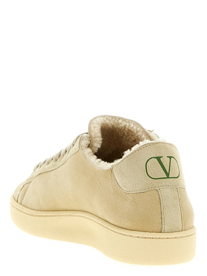 Baskets basses Valentino Garavani en cuir de chèvre beige