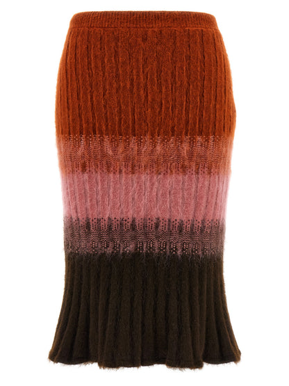 Fendi Falda Midi De Lana Multicolor - Silueta Y Acabado Visual