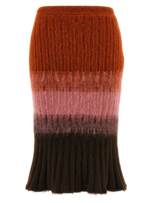 Fendi Falda Midi De Lana Multicolor - Silueta Y Acabado Visual
