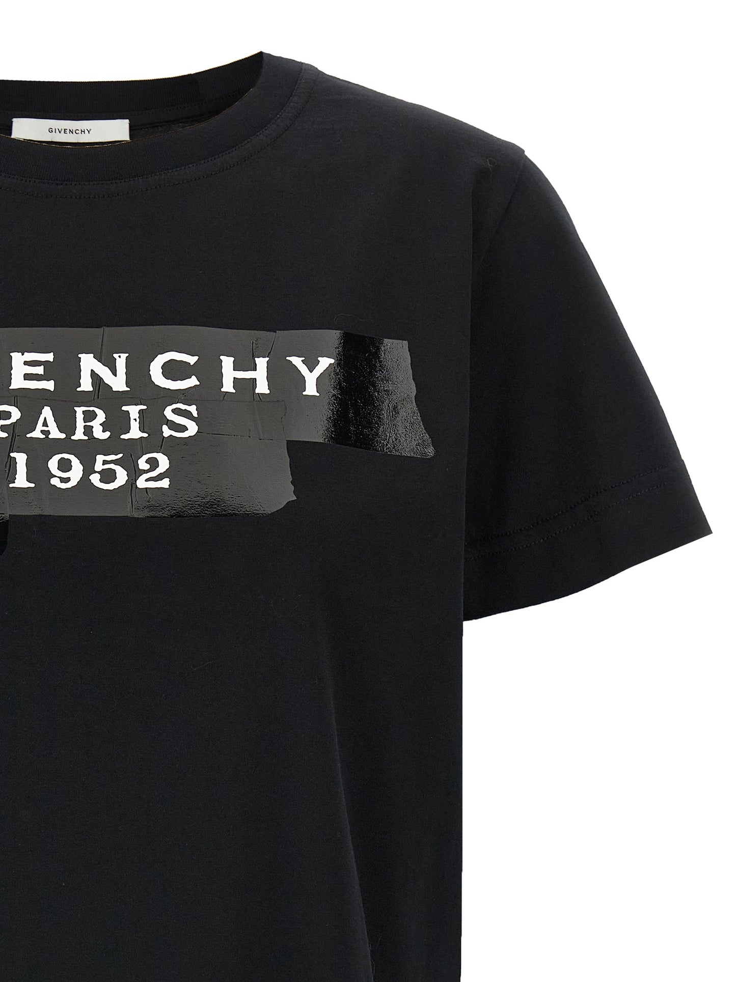 Givenchy Camiseta Negra De Algodón - Corte Contemporáneo