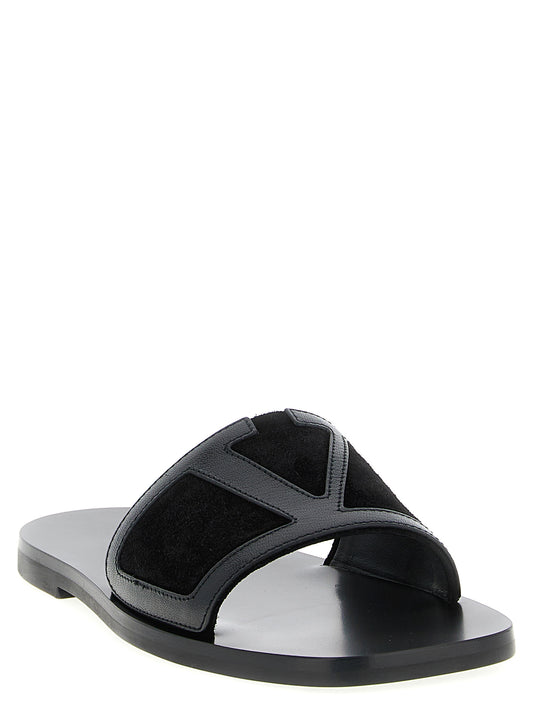 Valentino Garavani Sandalias Negras de Piel de Becerro
