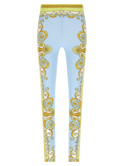 Leggings de nailon azules de Versace