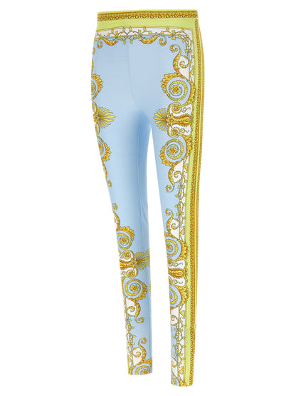 Leggings de nailon azules de Versace