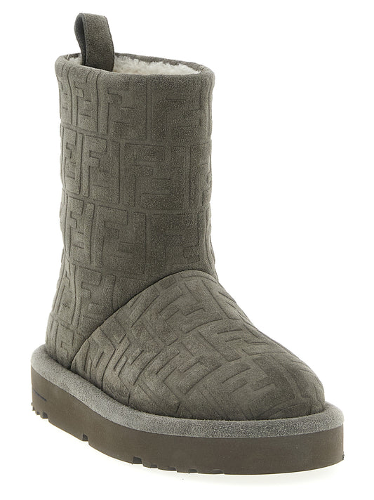 Botines Fendi De Piel De Becerro Gris - Acabado Uniforme