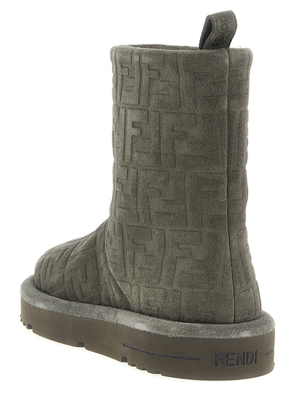 Botines Fendi De Piel De Becerro Gris - Acabado Uniforme
