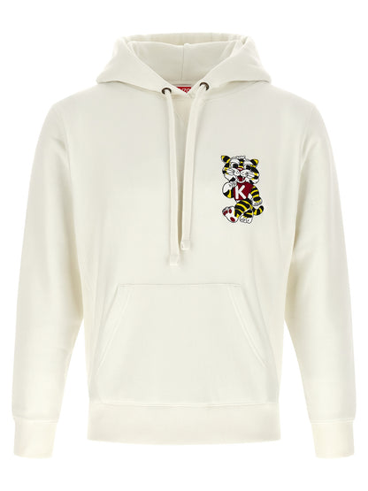 Sweatshirt Kenzo En Coton Blanc Avec Broderie Wild Tiger