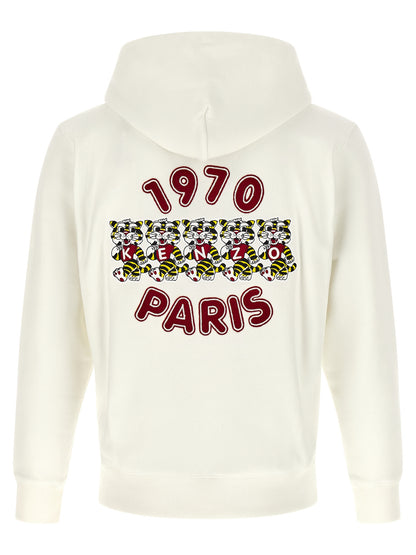 Sweatshirt Kenzo En Coton Blanc Avec Broderie Wild Tiger