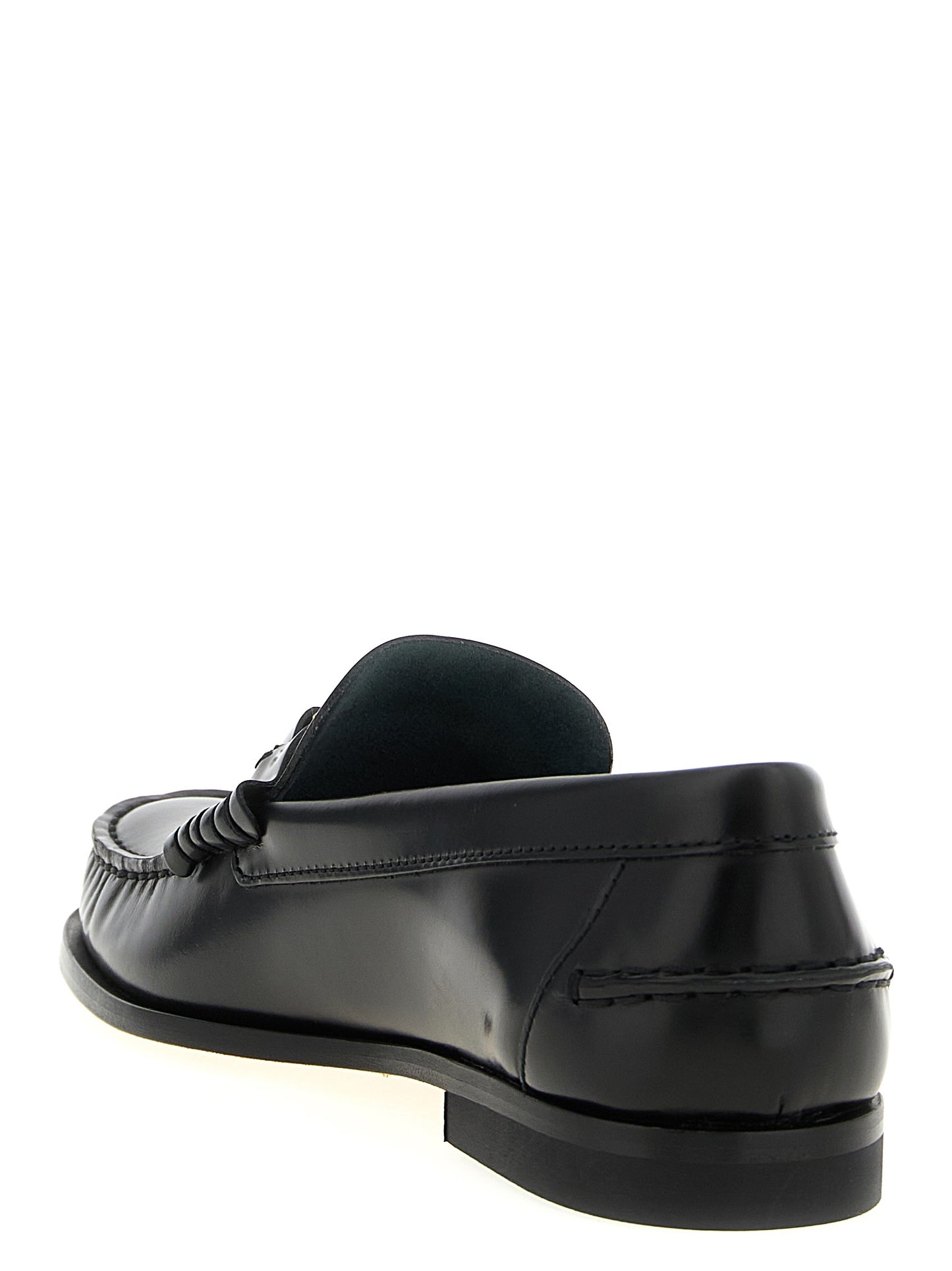 Tod's Black Calfskin T Timeless Slip-On Loafers