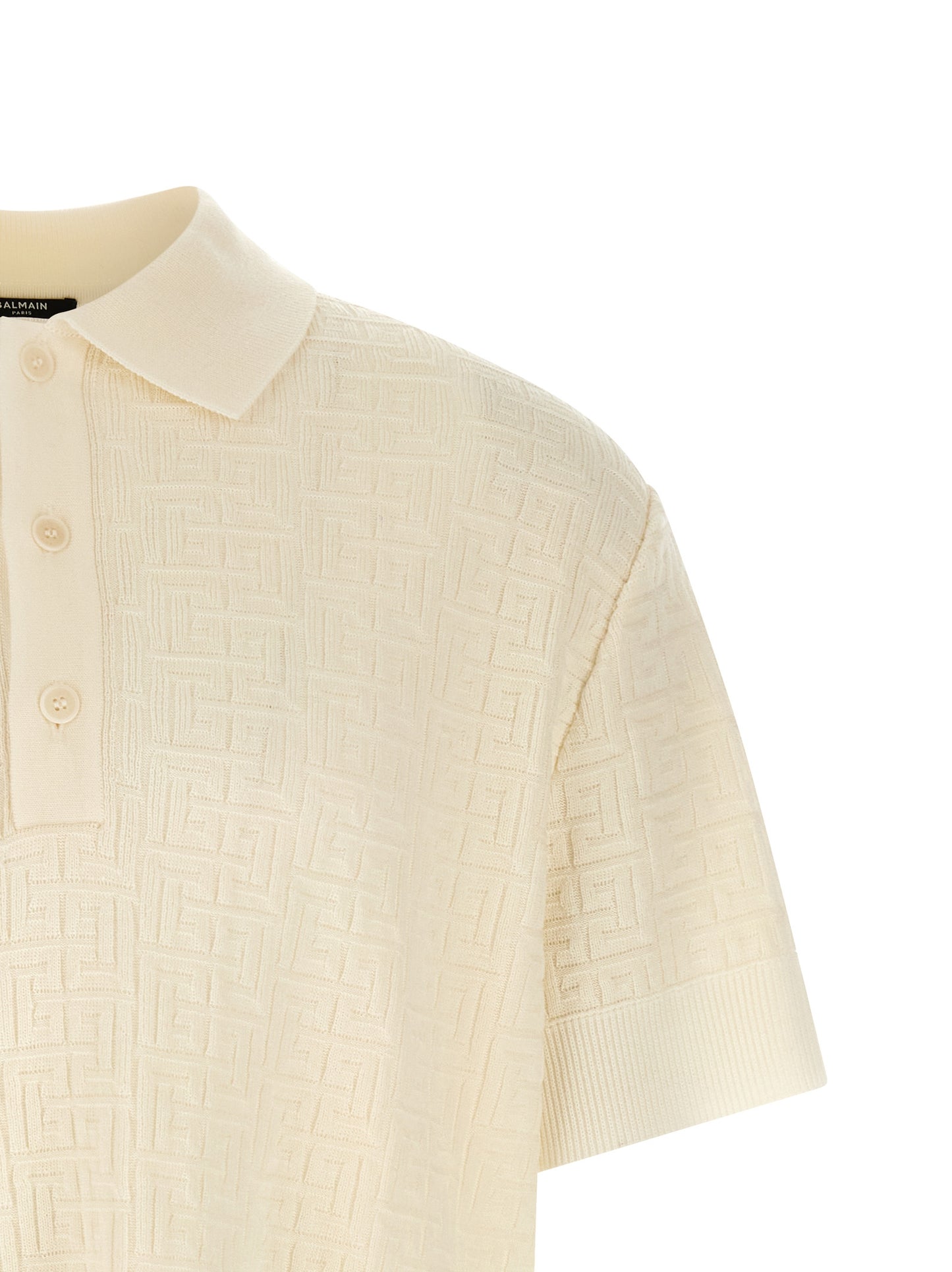 Polo Balmain de lana blanca