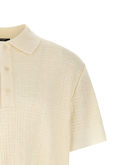 Polo Balmain de lana blanca