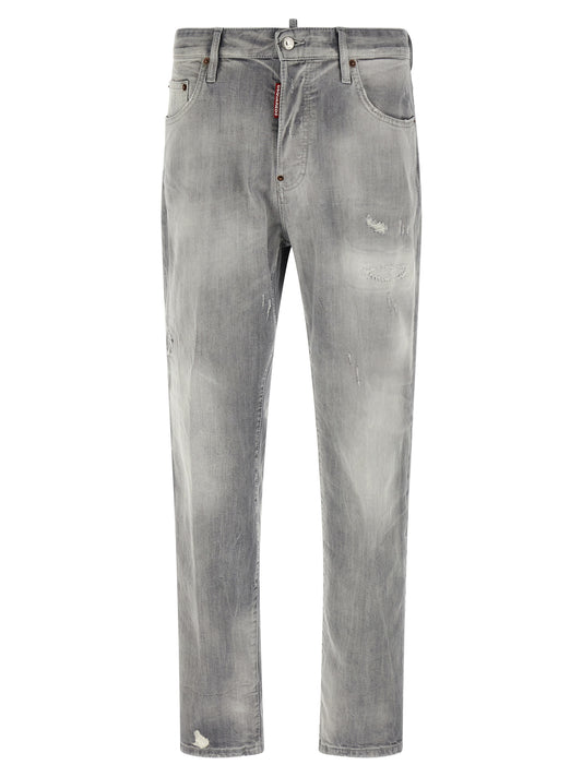 Jeans de algodón gris de corte recto Dsquared²