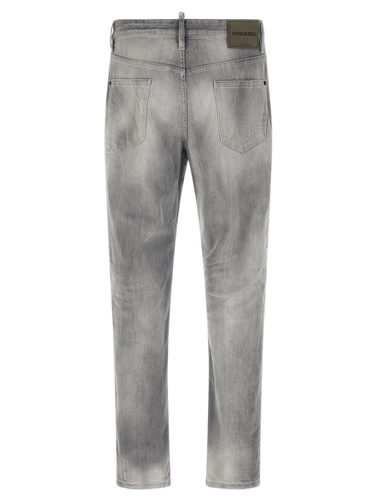 Jeans de algodón gris de corte recto Dsquared²