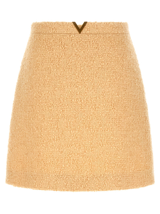Falda larga Valentino Garavani de lana virgen beige