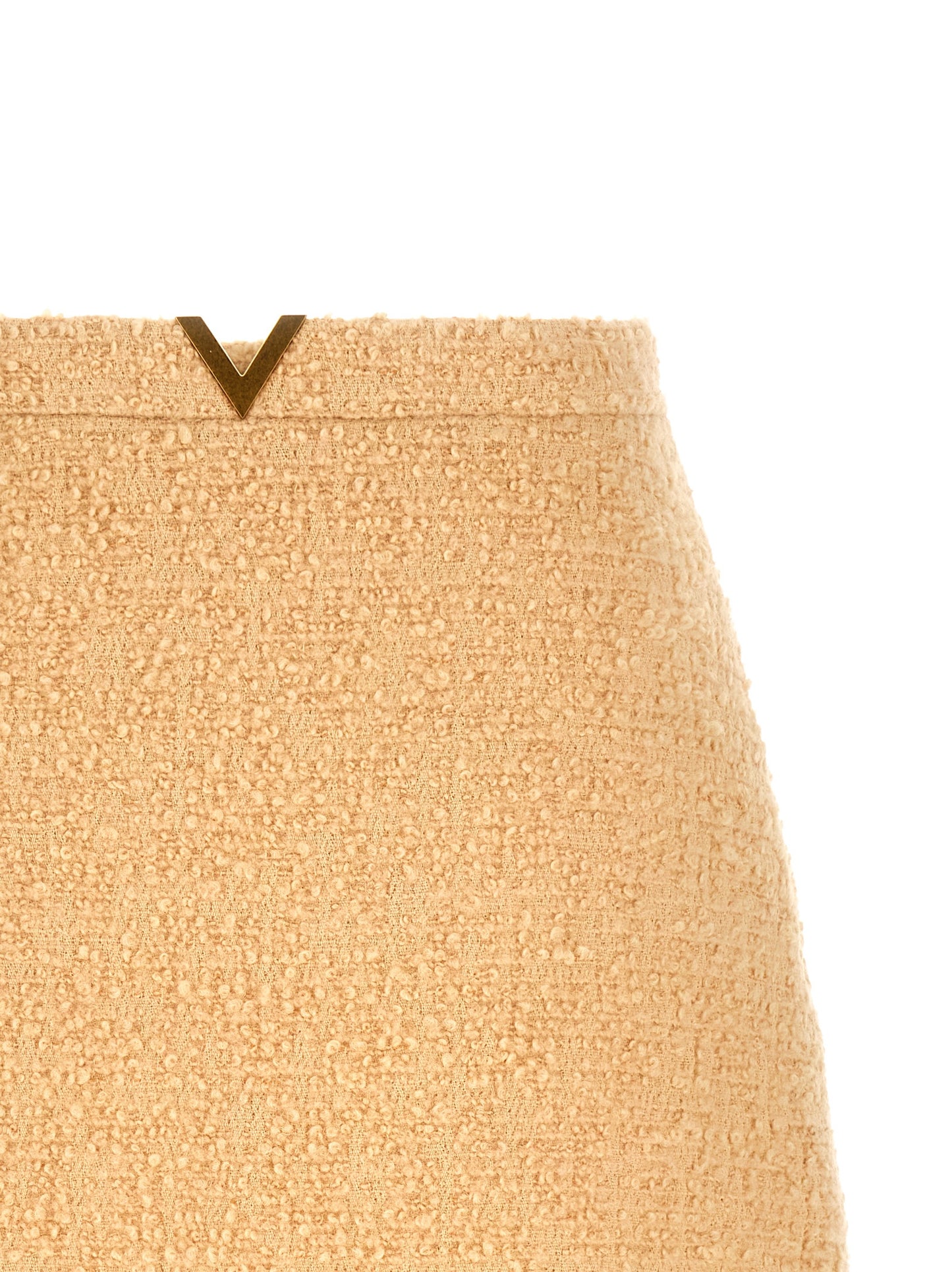 Jupe longue en laine vierge beige Valentino Garavani