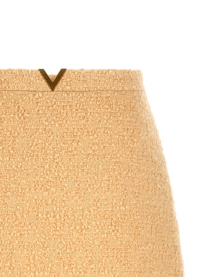 Jupe longue en laine vierge beige Valentino Garavani