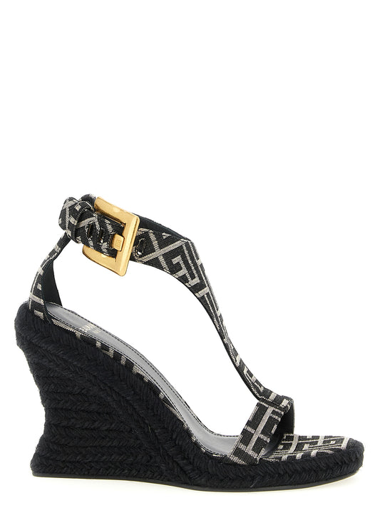 Sandalias Balmain de cuña de poliéster negras