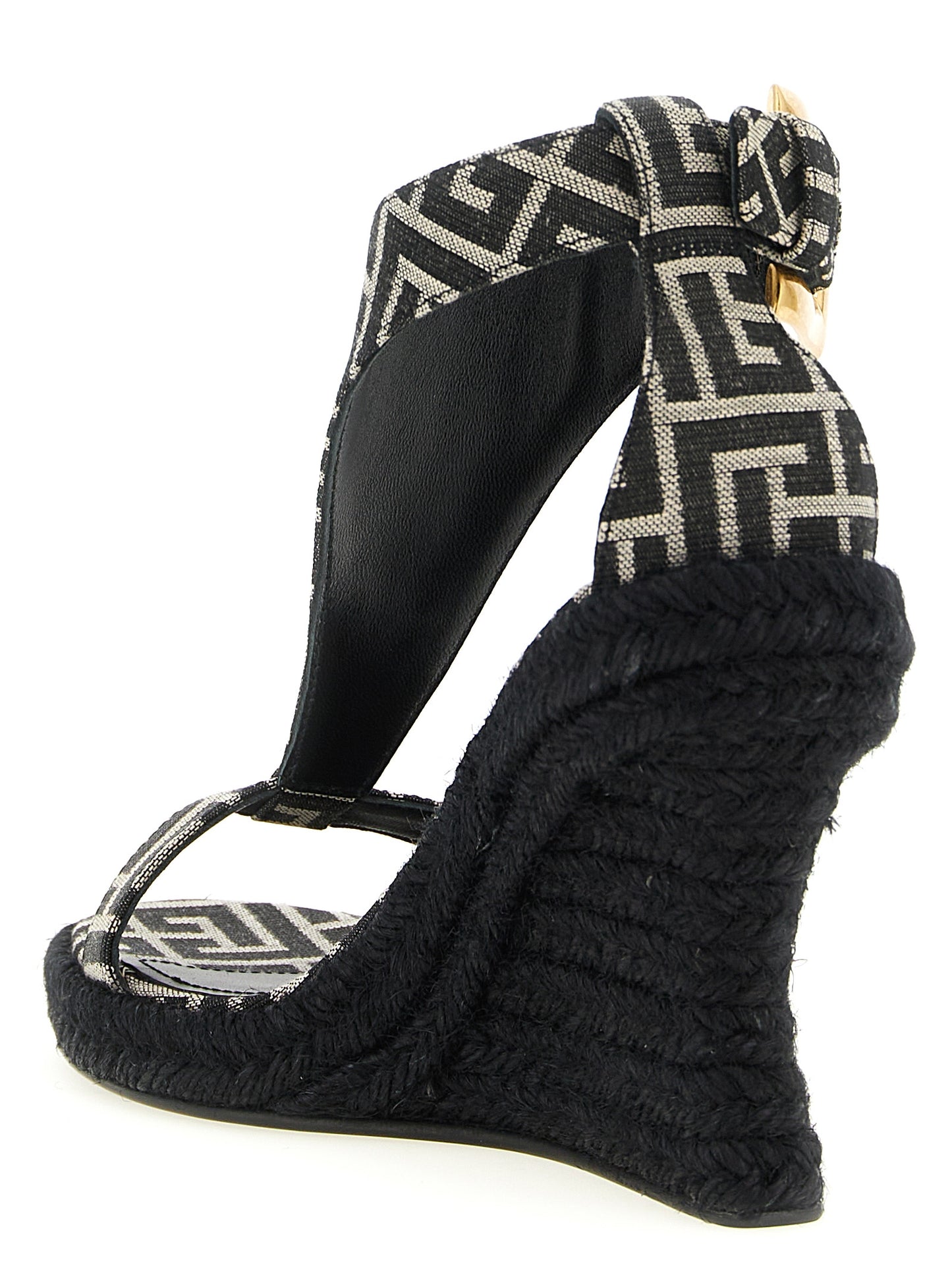 Sandalias Balmain de cuña de poliéster negras