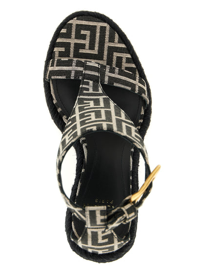 Sandalias Balmain de cuña de poliéster negras