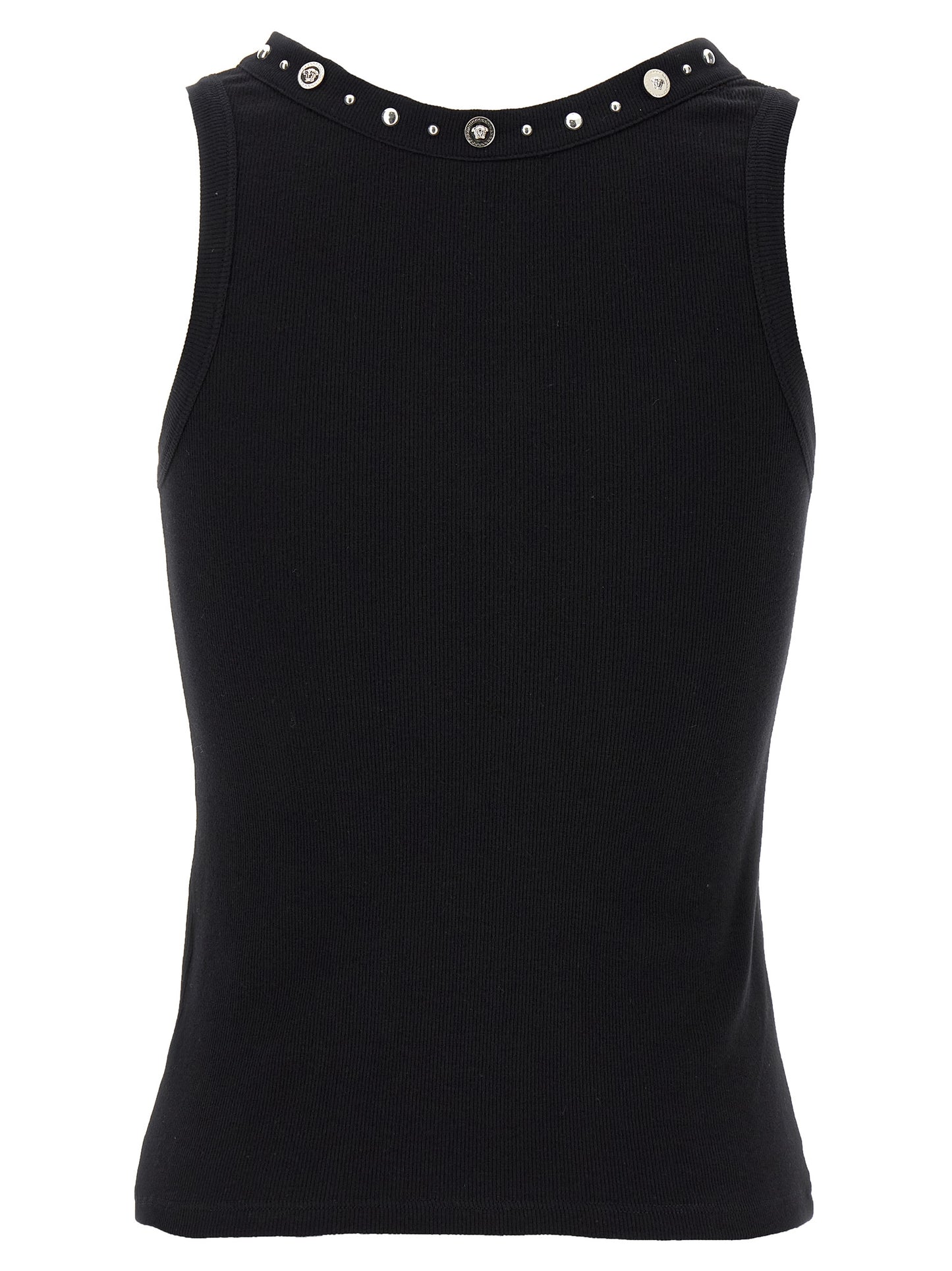 Camiseta sin mangas Versace de algodón negro