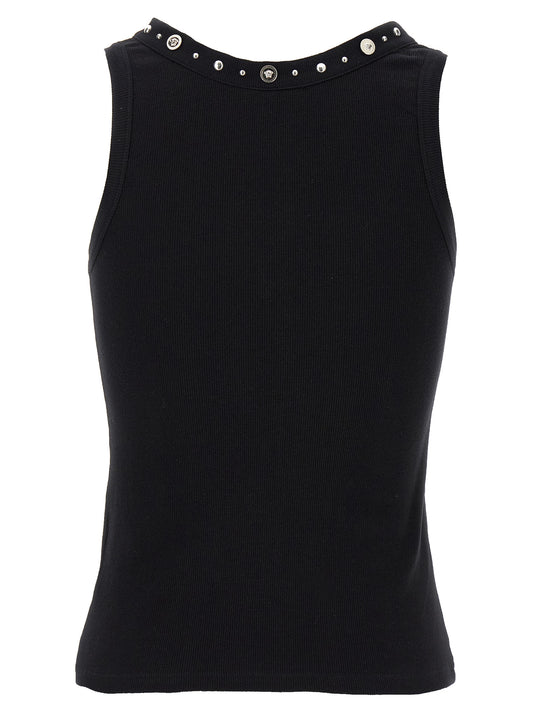 Camiseta sin mangas Versace de algodón negro