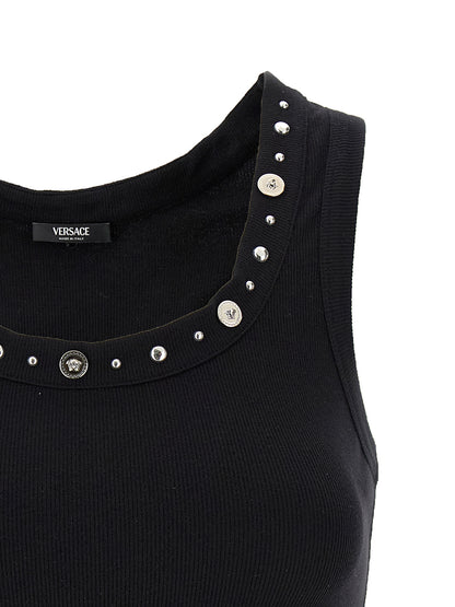 Camiseta sin mangas Versace de algodón negro