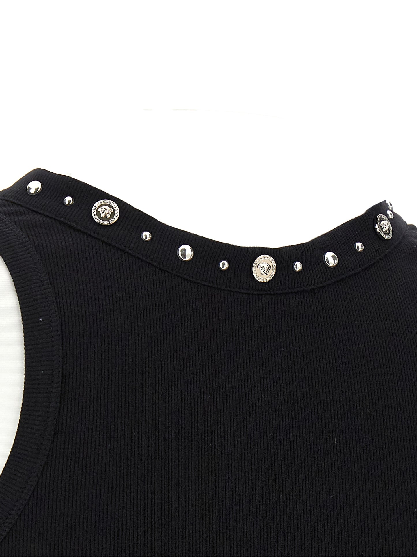 Camiseta sin mangas Versace de algodón negro
