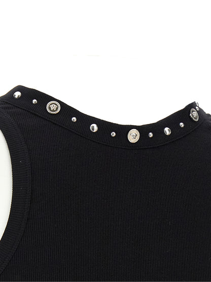Camiseta sin mangas Versace de algodón negro