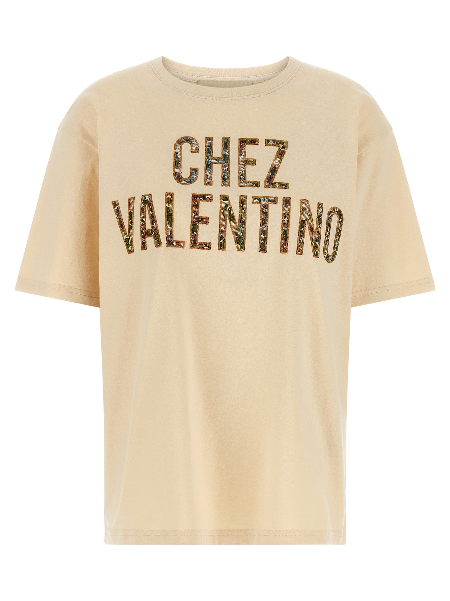 Camiseta de algodón beige de Valentino Garavani