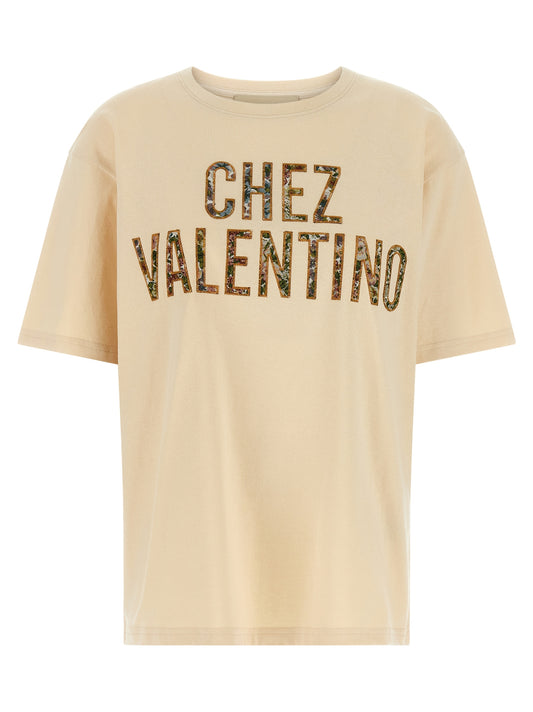 Camiseta de algodón beige de Valentino Garavani
