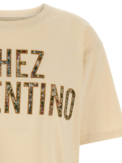 Camiseta de algodón beige de Valentino Garavani