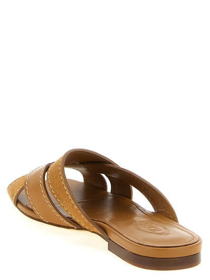 Chanclas Tod's de piel de becerro color beige