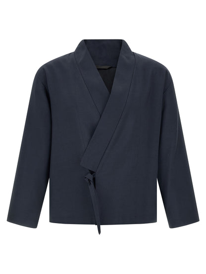 Blazer Kenzo De Viscosa Azul - Corte Kimono Frontal