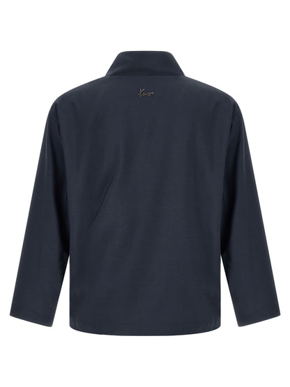 Blazer Kenzo De Viscosa Azul - Corte Kimono Frontal