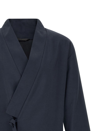 Blazer Kenzo De Viscosa Azul - Corte Kimono Frontal