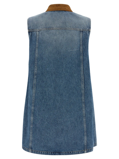 Vestido corto de algodón azul Versace