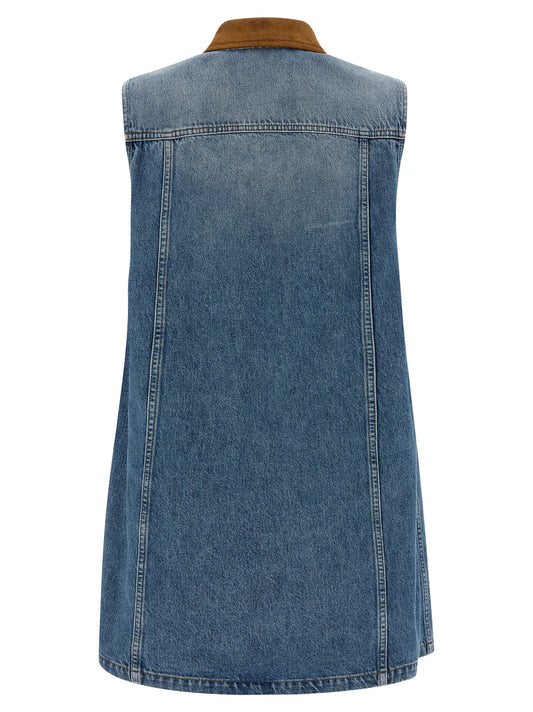Vestido corto de algodón azul Versace
