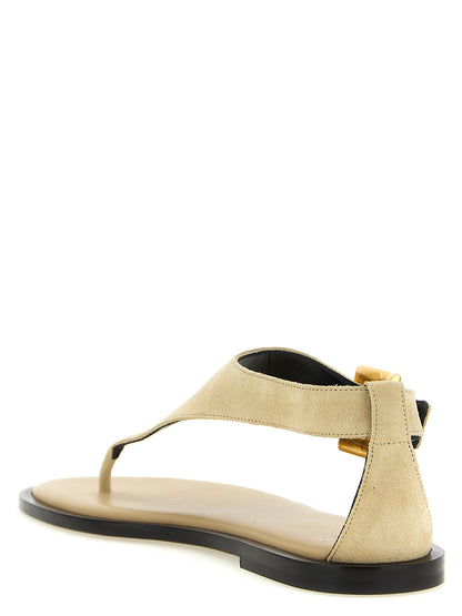 Balmain Flat Calfskin Sandals - Beige Flat Sole