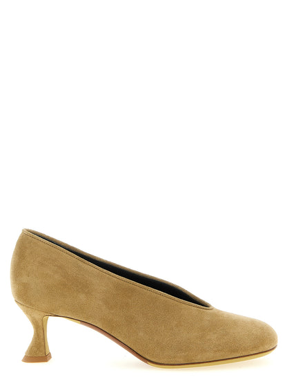Zapatos de Tacón Medio Moschino de Piel de Becerro Beige