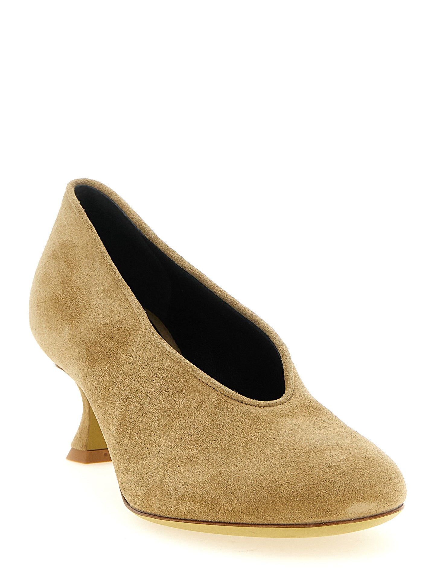Zapatos de Tacón Medio Moschino de Piel de Becerro Beige