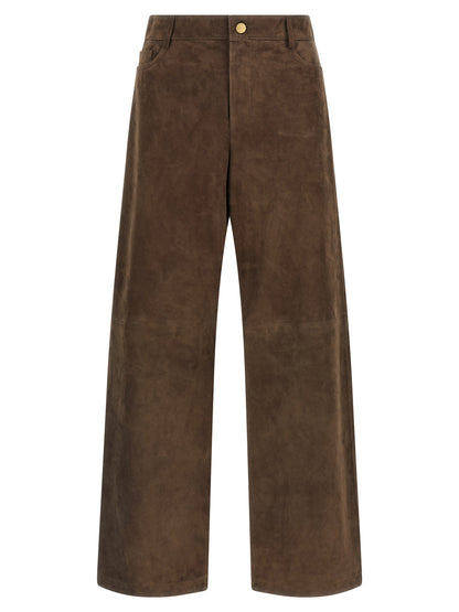 Pantalones Casuales 'S Max Mara de Cuero de Cordero Marrón