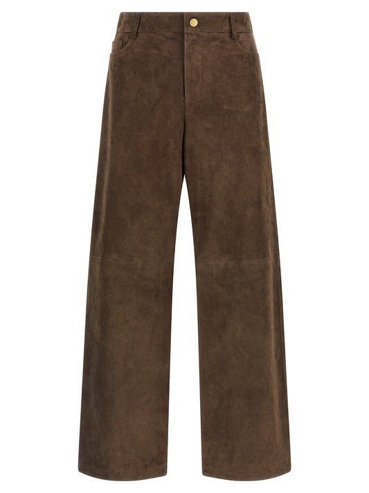Pantalones Casuales 'S Max Mara de Cuero de Cordero Marrón