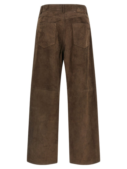 Pantalones Casuales 'S Max Mara de Cuero de Cordero Marrón