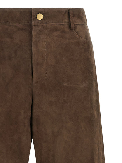 Pantalones Casuales 'S Max Mara de Cuero de Cordero Marrón