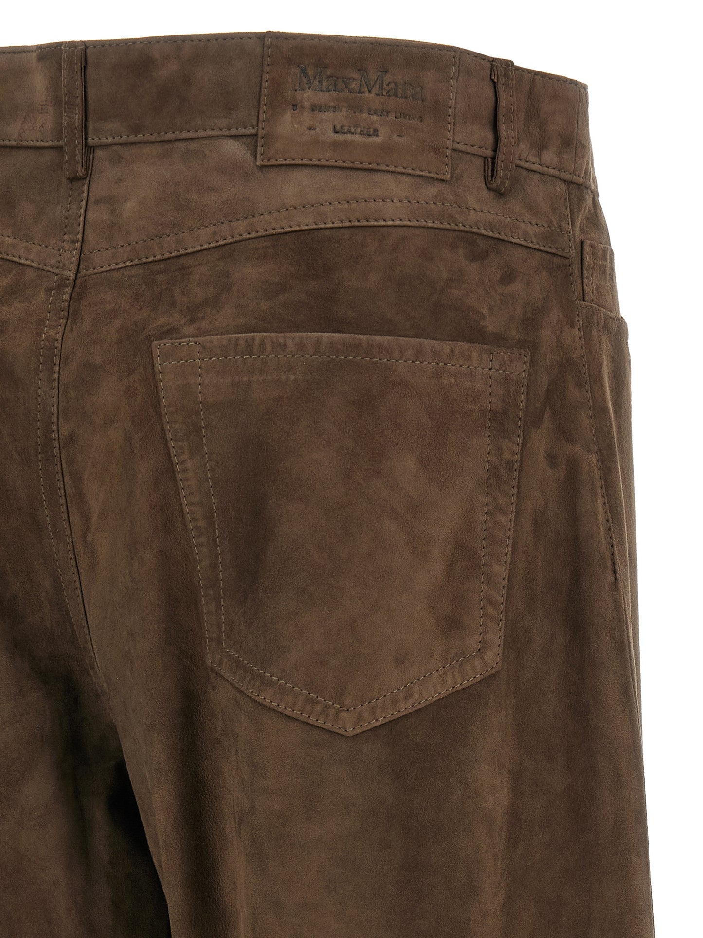 Pantalones Casuales 'S Max Mara de Cuero de Cordero Marrón